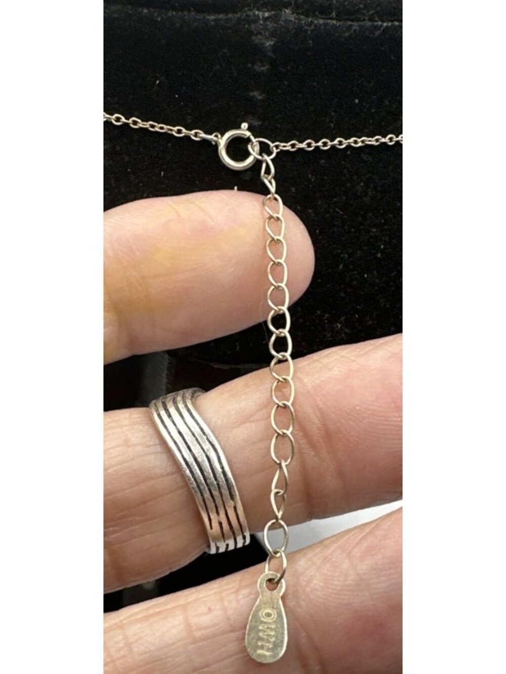 925 Silver HMO mother of pearl clove necklace vermeil 16” 2”ext - Picture 7 of 10